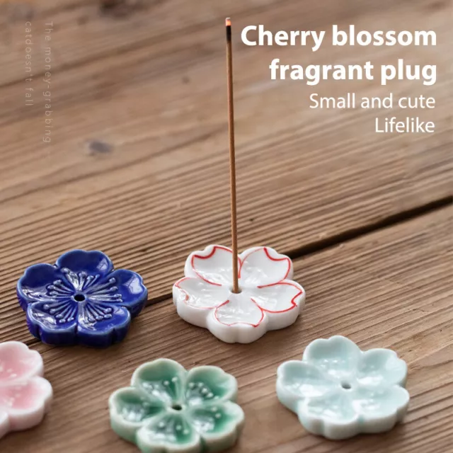 Barra de incienso de cerámica estilo japonés flores de cerezo hogar dormitorio Hol'JO