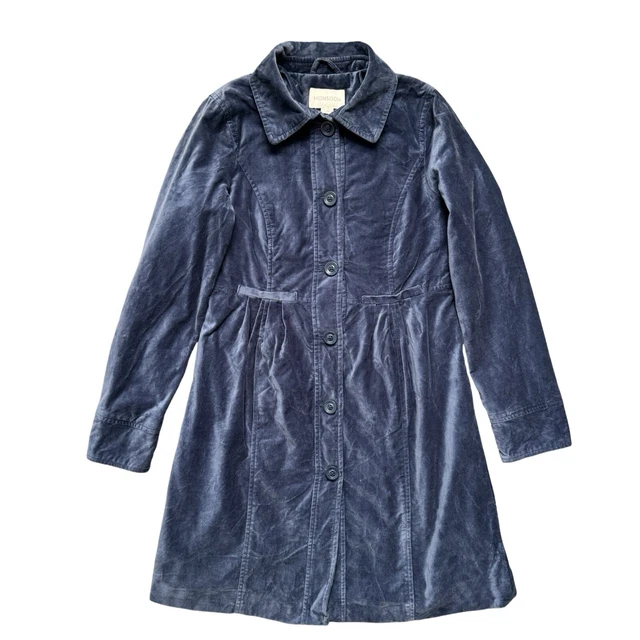 MISTRAL BLUE GREEN COTTON Velvet Long Jacket Coat Uk 8 Button Detail Boho Hippy 30.00 PicClick UK