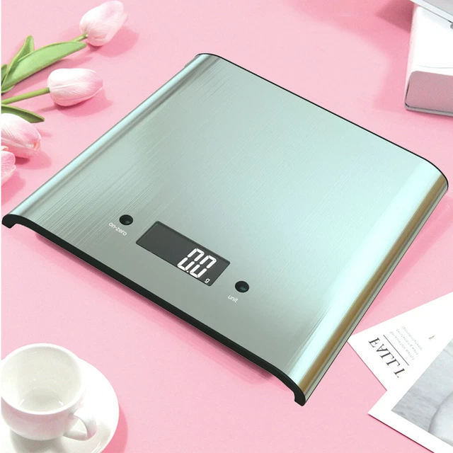 Electronic Digital Kitchen Scales Accuracy LCD Display Stainless Steel 5 kg