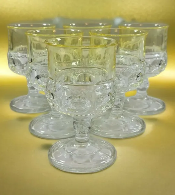 VTG 1940's Kings Crown Thumbprint Yellow to Clear Cordial Drink Glasses 6 Total