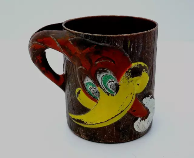 Woody Woodpecker Plastic F&F Mold & Die Cutters Painted Mug Dayton Ohio Vintage