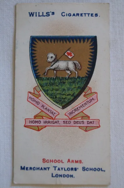 Arms of Public Schools Vintage 1906 Pre WWI Wills Crest Crd Merchant Taylors Sch