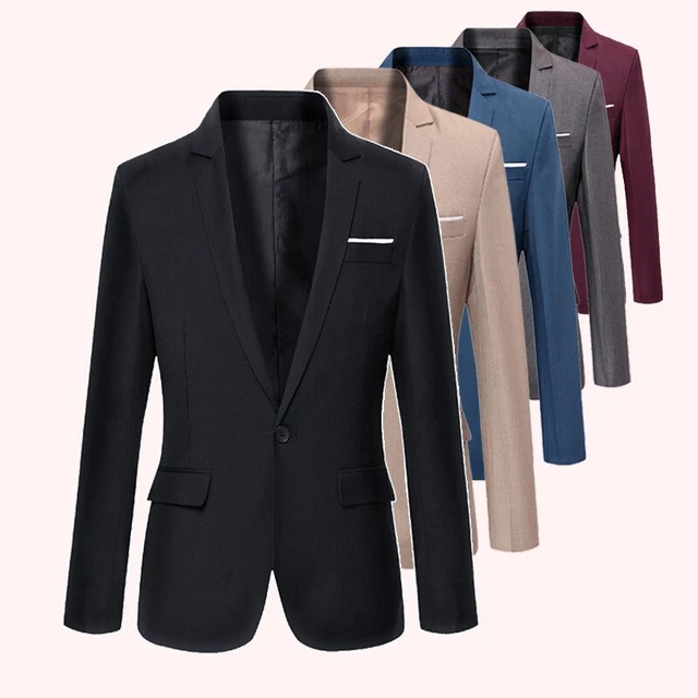 Uomo Abito Cappotto Giacca Blazer Top Formale Uno Bottone Casual Lavoro Busine ^