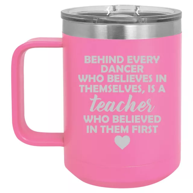 15oz Tumbler Coffee Mug Handle & Lid Travel Cup Insulated Dance Teacher Gift 3