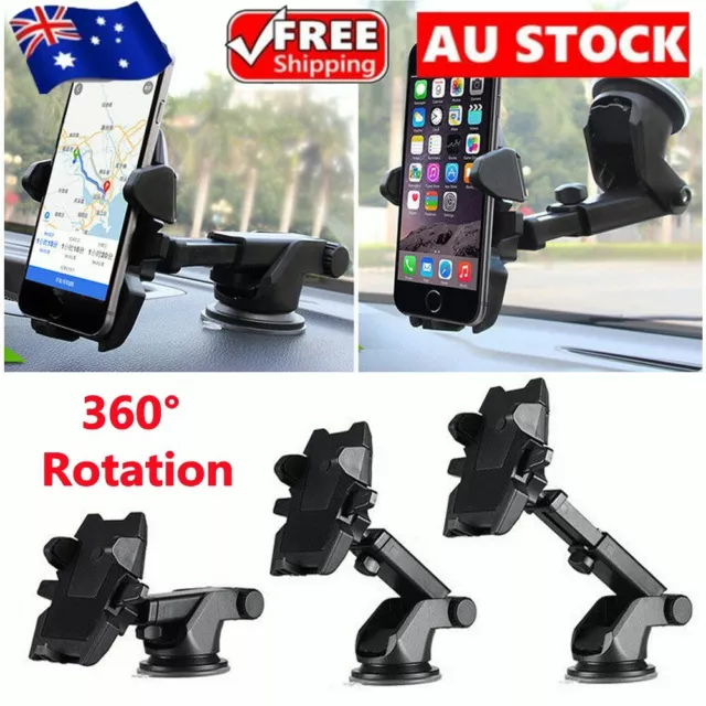 Universal 360° Windshield Car Mount Holder Phone Stand For GPS Mobile iPhone 15