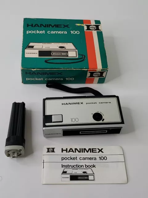 Hanimex Pocket Camera 100 W/Box, Instruction Booklet,  and Flash Cube Extension