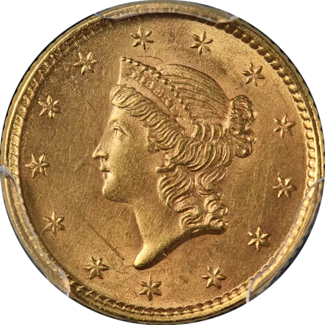 1852-P Type 1 Liberty Gold $1 PCGS MS63 Superb Eye Appeal Strong Strike