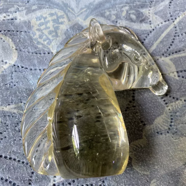 Vintage Art Glass Horse Head Paperweight Good Used Condition