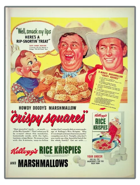 KELLOGGS HOWDY DOODY Andy Devine Cereal Vintage Ad '52 Rice Krispies ...