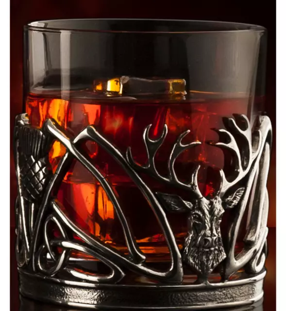 Pewter & Crystal Scottish Stag & ThistleGlass - Whisky Spirit Tumbler Birthday 2