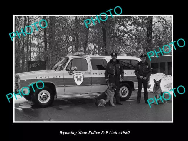 OLD 8x6 HISTORIC PHOTO OF WYOMING STATE POLICE K-9 DOG UNIT c1980