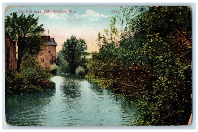 1908 Scene at the Old Mill Race Jefferson Wisconsin WI Antique Postcard