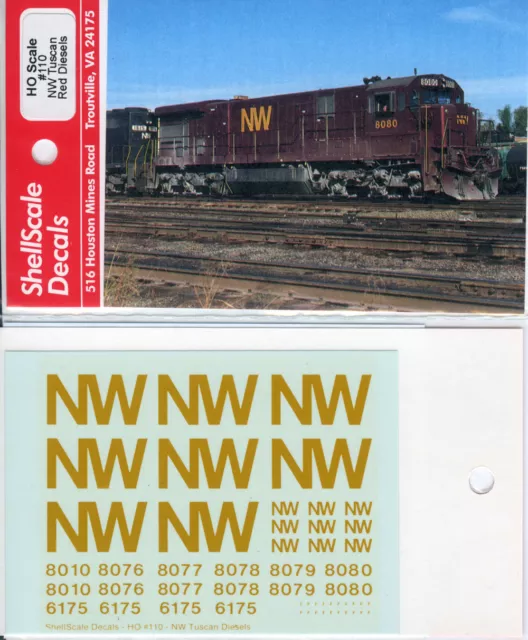 Norfolk and Western NW Tuscan Red Diesel DECALS ShellScale HO110