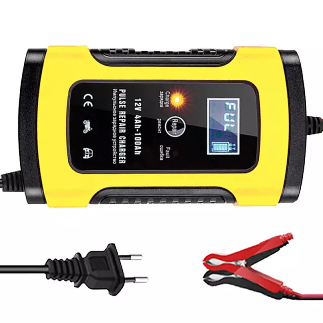 Chargeur Batterie Voiture 12V 6A écran LCD Charge Rapide Auto Moto Camion EU