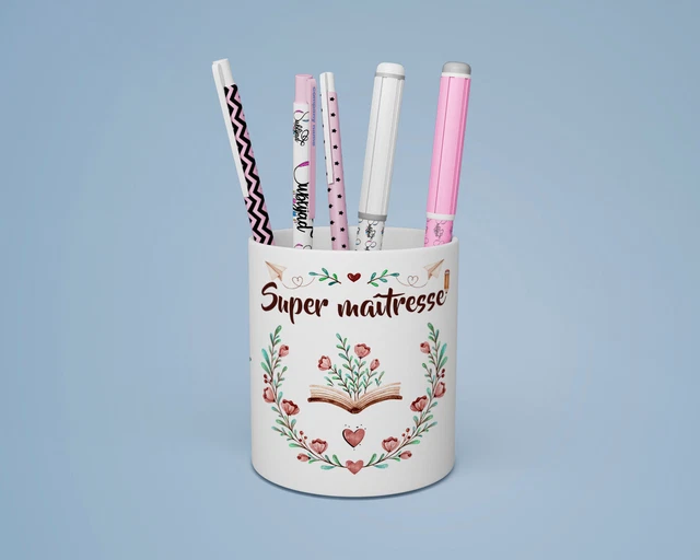 Bougie Super Maîtresse + Stylo Offert - Porte Bougie En Bois Gravé - Cadeau Fin D'Année Scolaire Pour Maîtresse