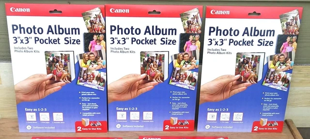 Lot of 3 Canon 2-Kit Create Your Own Photo Album 3" x 3" Pocket Size Photo Kits.
