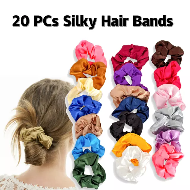 20 PCS Hair Scrunchies Silky Elastic Hair Bands Scrunchy Rope Ties for Girls