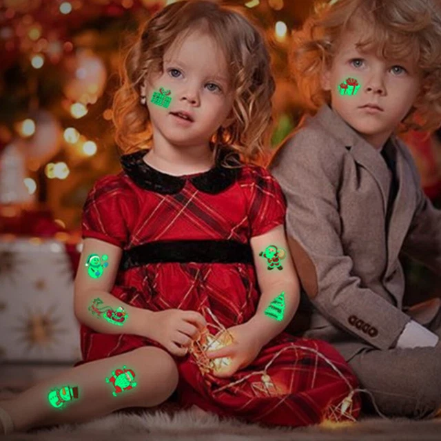 20 Sheets Aufkleber Übertragen Weihnachts-Tattoo-Aufkleber Kind Leuchtender