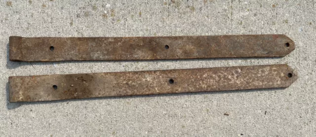 Vintage Pair Original Iron Barn Door Strap Hinges! 21 inches long, Set of 2 (C)