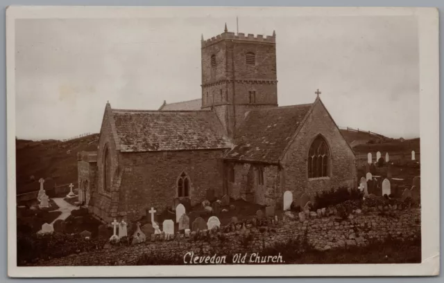 Clevedon Old Church Somerset England Real Photo Postcard Postmark 1911