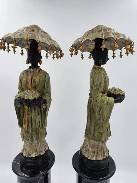 A Pair of very Rare Vintage Japanese Meiji Bronze Sculpture Japanese Geisha Flow