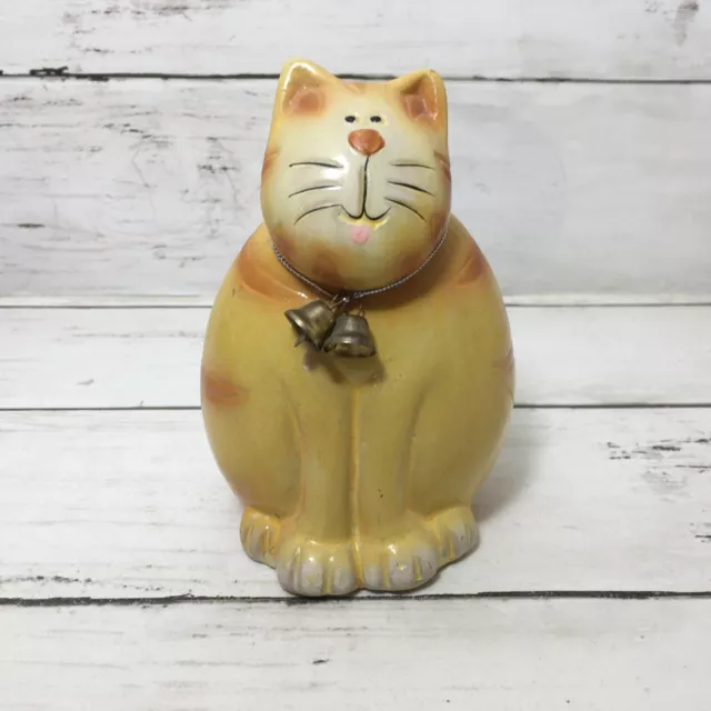 Sitting Tabby Cat Figurine Pottery