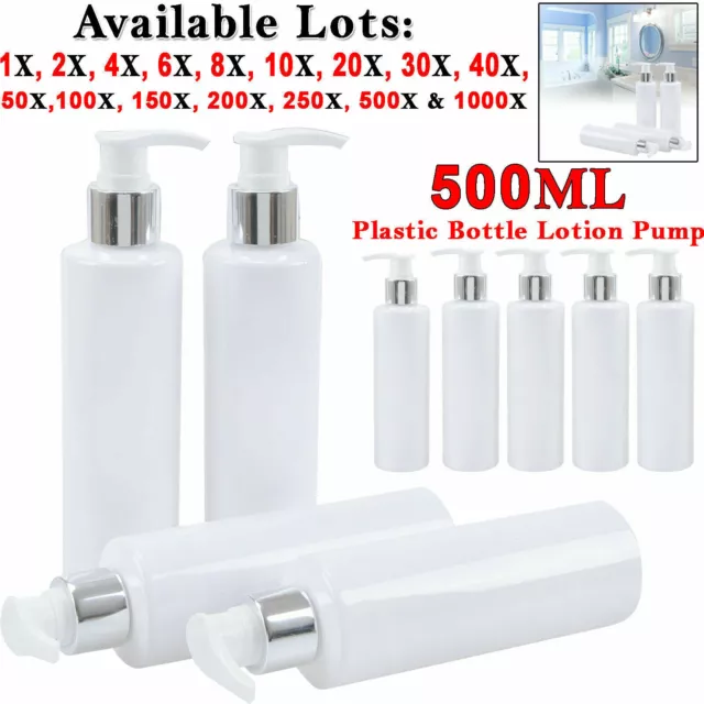 Bathroom Dispenser Soap Pump Lotion Cylindrical PET Plastic White Bottle 500ml