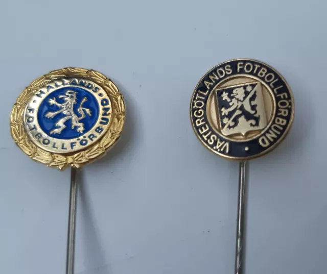 Two Rare Old metal enamel lavalier stick Pins badges Sweden Football Clubs