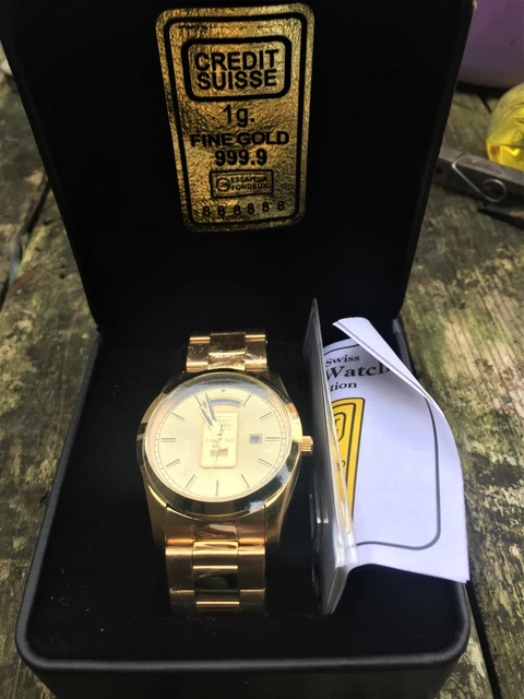 時計 CREDIT SUISSE GOLD INGOT WATCH Brooks & Bentley Credit Suisse Gold Ingot Men's Watch 1g Fine Gold