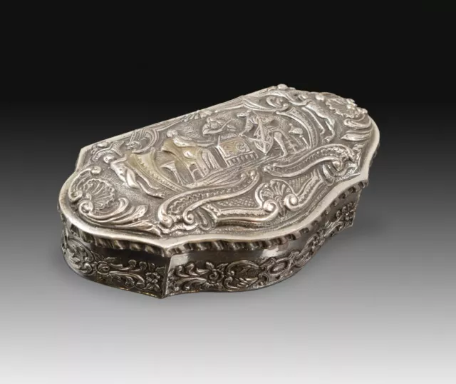 Carved silver box, 20th century.