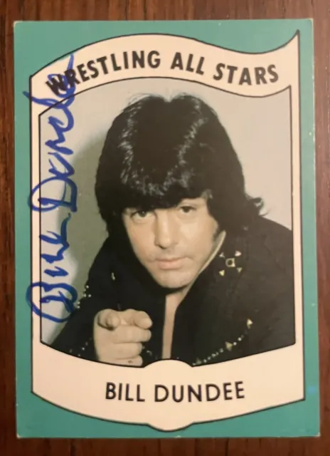 1982 Wrestling All-Stars SIGNED Superstar” Bill Dundee card w/proof -MEMPHIS,WCW