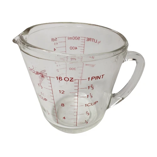 VINTAGE ANCHOR HOCKING FIREKING Glass Measuring 18 oz 2 Cup 496 Red