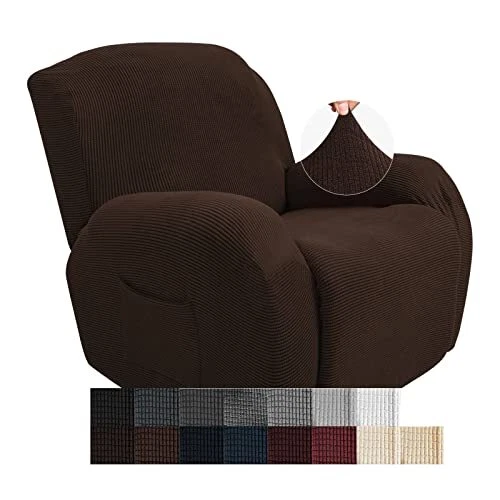 JIVINER Super Stretch Chair Covers 4 Pieces Sofa Slipcover for Recliner Coffee