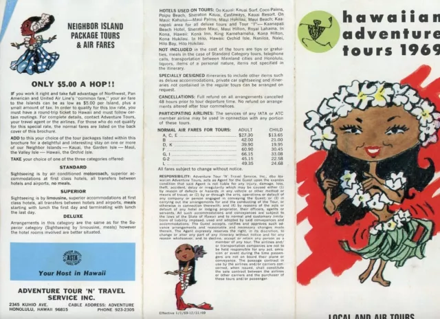 1969 Hawaiian Adventure Tours Brochure Map Islands Hawaii Travel Honolulu