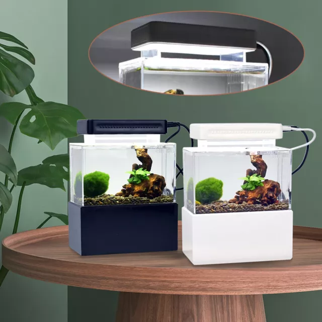 Mini Fish Tank Desktop Acrylic Aquarium Tank Bowl for Goldfish Betta Small Fish