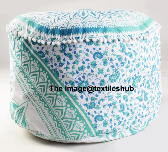 Indian Ombre Mandala Ottoman Pouffe Foot Stool Pouf Round Floor Pouf