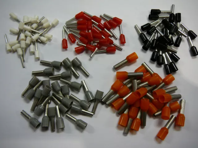 INSULATED BOOTLACE FERRULE TERMINALS 0.5mm+1.00mm+1.5mm+2.5mm+4.00mm 25 of each