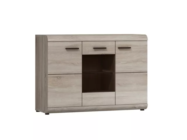 Kommode LINK Schrank Sideboard 3 Türiger Wohnzimmerschrank Sonoma Eiche