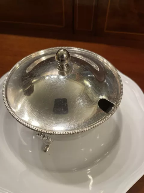 BARKER ELLIS FOOTED LIDDED SILVER SERVER for CHILLED CAVIAR, BUTTER or CHEESE 2