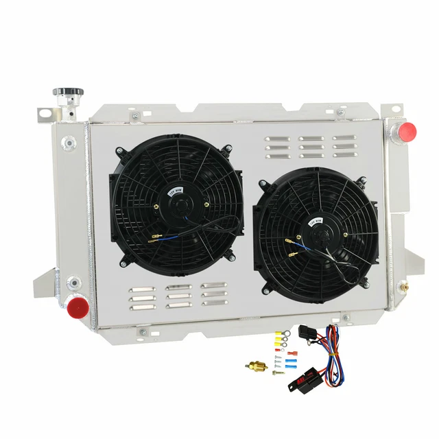 Fit 1985-1997 FORD F150 F250 F350 5.0L 5.8L 7.5L 4-ROW RADIATOR+SHROUD FAN+RELAY