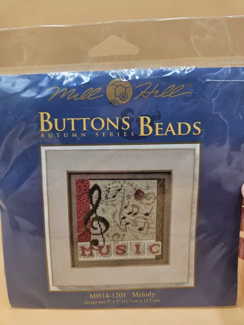 Vtg Mill Hill Buttons And Beads Autumn Series Cross Stitch Kit Melody MH14-1201