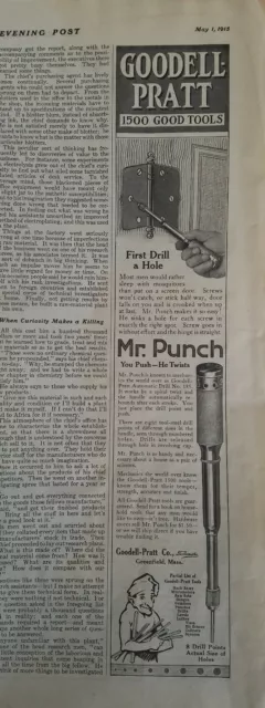 1915 Goodell Pratt 1500 good tools mr. Punch you pushy twists vintage tool ad