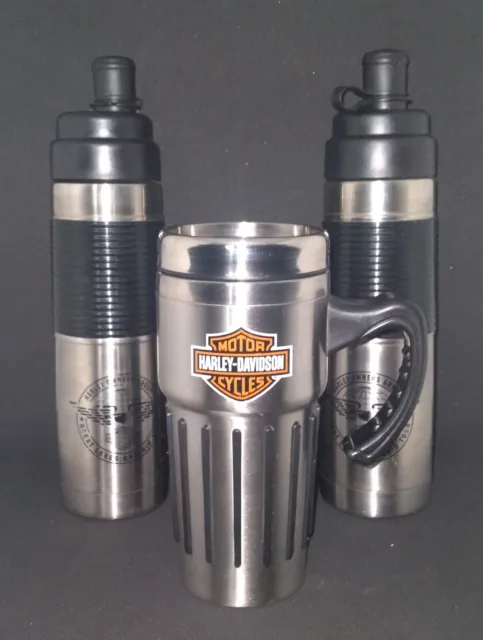 Harley Davidson Stainless Steel Travel Coffee Mug Tumbler & 2 Water Bottles Lot 2