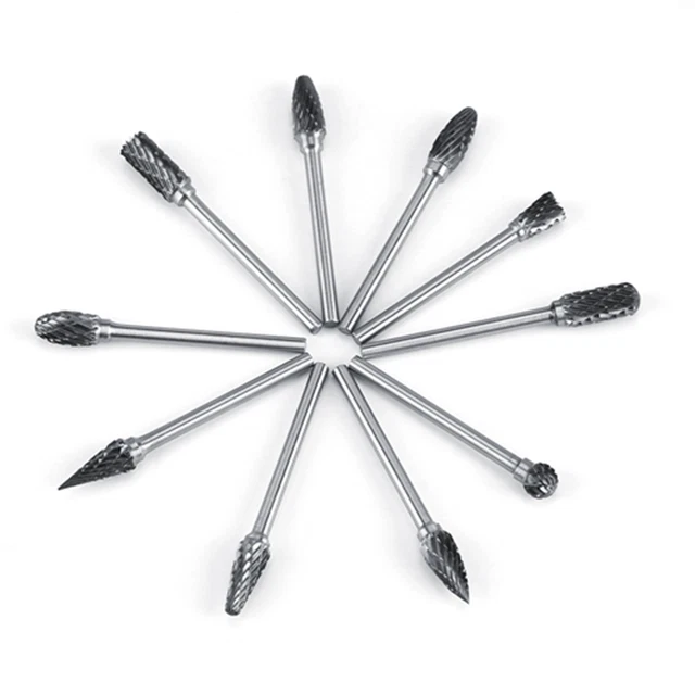 10X Tungsten Carbide Steel Files Burr Set 3mm Shank 6mm Cutting HG