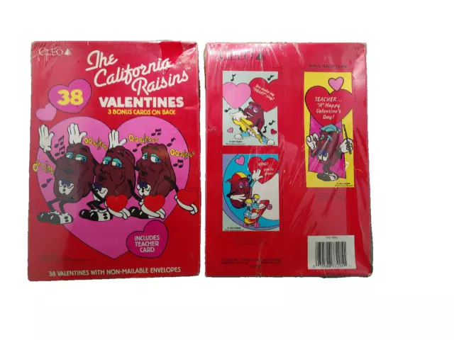 California Raisins Valentines lot 76 total NOS 1988 never opened 2 boxes