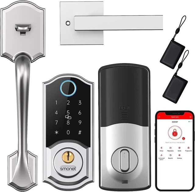 Fingerprint Smart Front Door Lock Set Keyless Entry Deadbolt with Handle Keypad