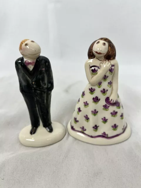 Laura Wilensky porcelain pottery salt peper shaker Bride and Groom 15/200 signed