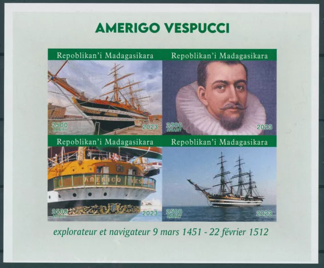 Madagascar 2023 MNH Ships Stamps Amerigo Vespucci Famous Explorers 4v IMPF M/S