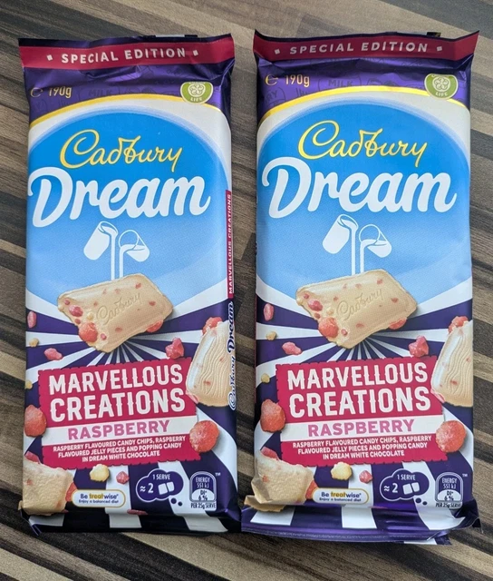 CADBURY DREAM WHITE Marvellous Creations Raspberry 2 x 190g Australian ...