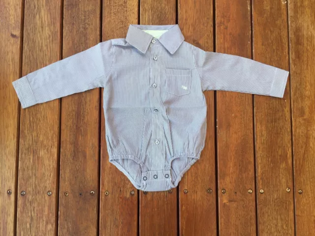 NEW Baby Boy Formal Long Sleeves Shirt Cotton Bodysuit Size 3-6-12-18 months